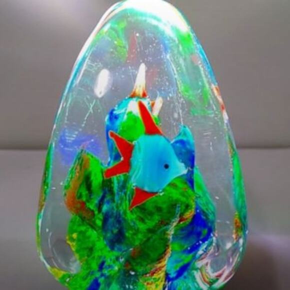 Vintage Murano Paperweight Ocean Fish Coral Reef Handblown Art Glass Sea Aquatic - Picture 7 of 12